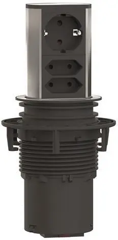Priza rabatabilă Bachmann - ELEVATOR, 1x Schuko, 2x Euro, 2 m, inox