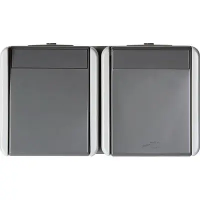 Priza Sch+CapSc oriz IP44gri, TEM Modul TEM-CF16GY-U