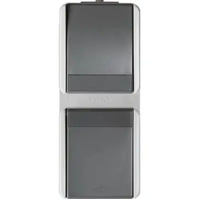 Priza Sch+CapSc vert IP44 gri, TEM Modul TEM-CF17GY-U