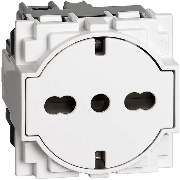 Priza schuko 2 module standard german-italian Bticino Living Now KW4140A16F, alb