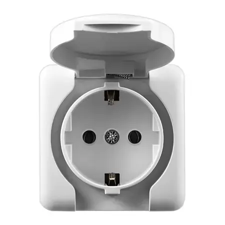Priza schuko cu capac OEM E-PRPTC, simpla (Alb)
