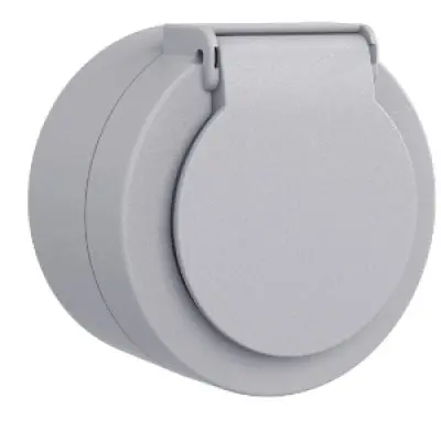 Priza Schuko cu capac PT xOne Ovivo OV00911, 16A, 250V, IP54, gri