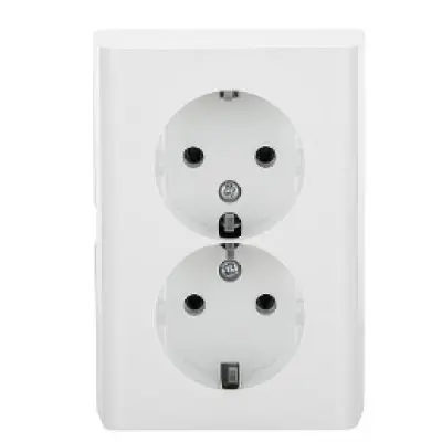 Priza Schuko Dubla PT Nivo Ovivo OV00672, 10A, 250V, IP20, alb