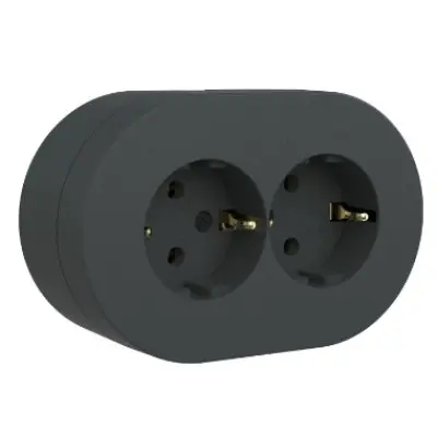 Priza Schuko Dubla PT xOne Ovivo OV00958, 16A, 250V, IP54, antracit