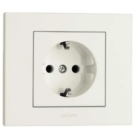 Priza Schuko ST Grano Ovivo OV00027, 16A, 250V, IP20, Nat alb