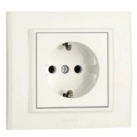 Priza Schuko ST Mina Ovivo OV00437, 10A, 250V, IP20, Natural alb