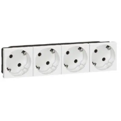 Priza shuko 4X2P+T cu orientare 45 grade Legrand Mosaic 077254,alb