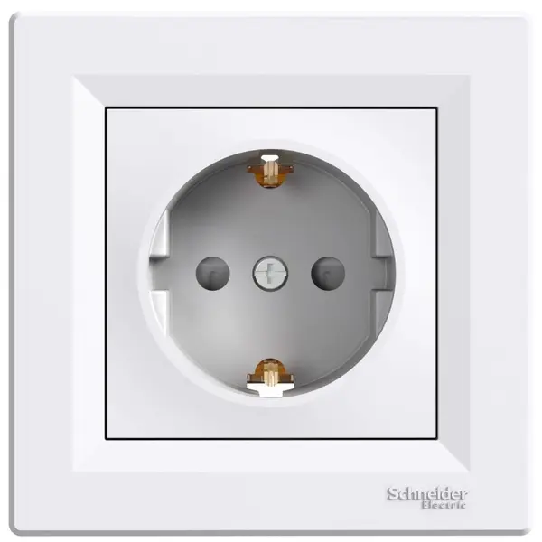 Priza simpla 2P+E, 16A cu obturatoare Schneider Asfora EPH2900221, alb