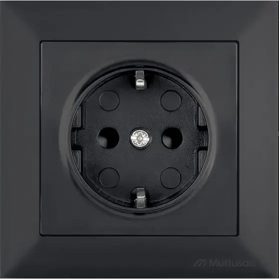 Priza simpla CP Mutlusan Candela 2125 605 0284, Protectie Copii, 1P, 10A, 250V, IP20, Negru Catifea