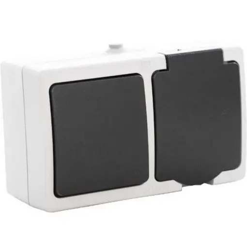 Priza simpla cu intrerupator Starke ST00242, aparent gri