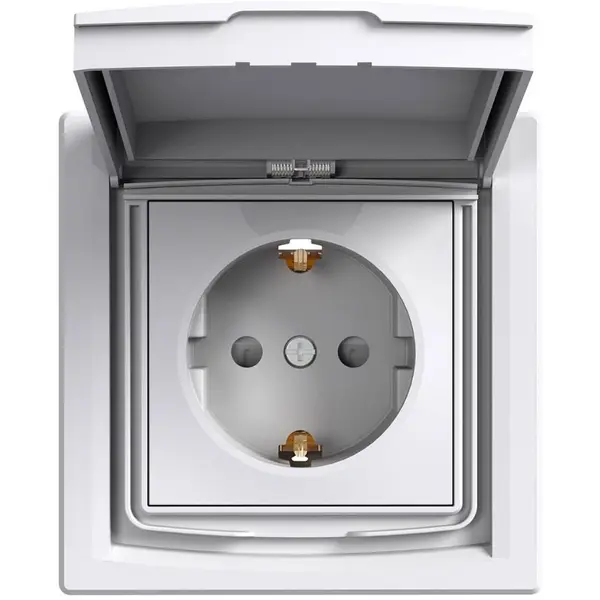 Priza simpla cu obturatoare si capac IP44 incastrata Schneider Asfora EPH3100321