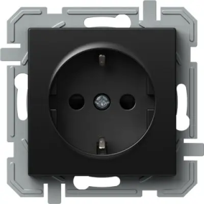 PRIZA SIMPLA SCHUKO 2P+E 16A 250V~, NEGRU, TEM Modul TEM-VQ10BKXO-U