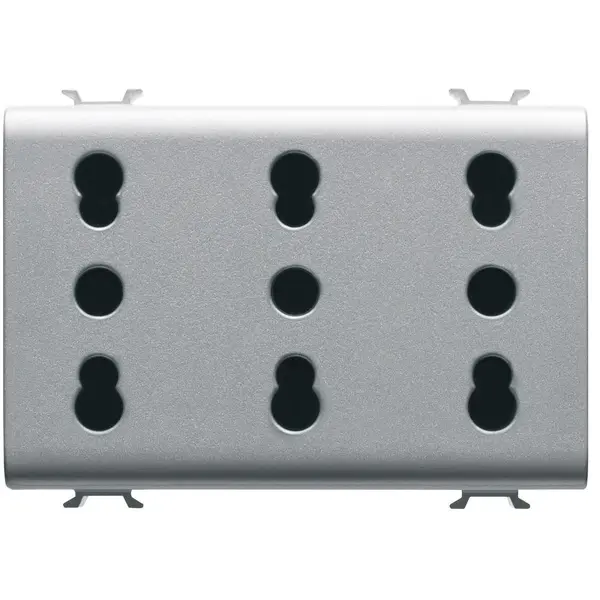 Priza tripla standard italian 3 module 16A Gewiss Chorus GW14209, titan