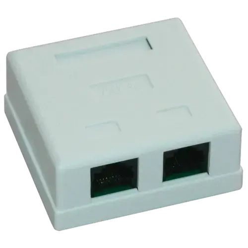 Priza UTP dubla aplicata cat.5e, EMTEX EMT-UTP5E-2P-PT
