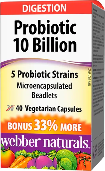 Probiotic 10 Billion, 40 capsule, Webber Naturals