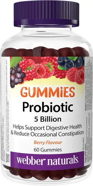 Probiotic Gummies 5 Billion, 60 tablete de jeleu, Webber Naturals