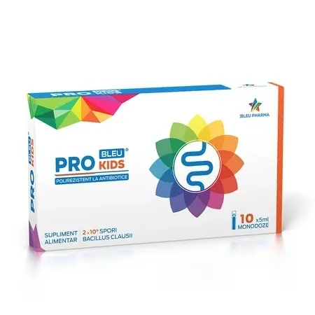 Probiotic pentru copii Pro Bleu Kids, 10 fiole x 5 ml - Bleu Pharma