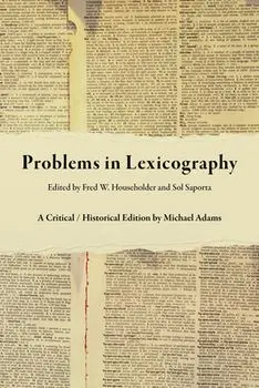 Problems in Lexicography. A Critical / Historical Edition, Hardback/Michael Adams