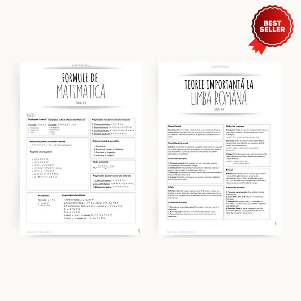 Produse digitale: Formulele la Mate + Teoria la Română pentru GIMNAZIU (pachet complet)