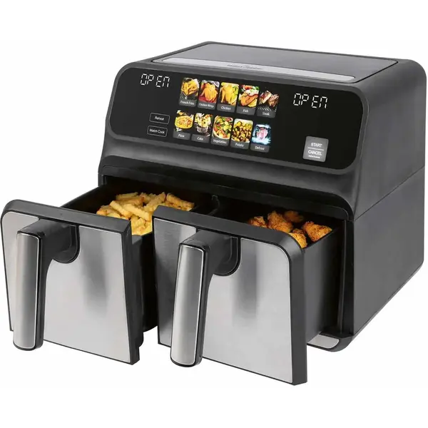 ProfiCook Friteuza dubla cu aer cald Proficook, PC-FR1287H, fara ulei, capacitate 8 litri, 9 programe automate, temperatura ajustabila individual 50-200°C, incalzire rapida, timer, semnal acustic, senzor touch, protectie supraincalzire, usor de curatat,