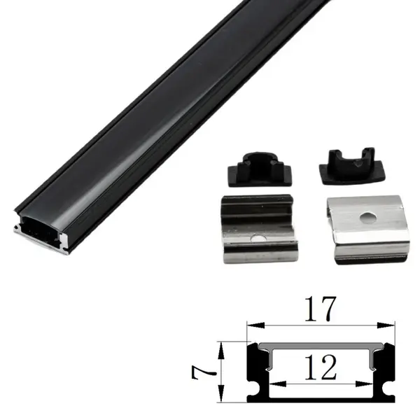 Profil Aluminiu Negru 1m Plat 17x7mm - Default Title