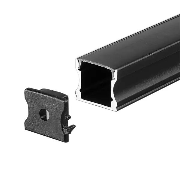 Profil aluminiu negru pentru bandă LED, 2000 x 17,2 x 14,4 mm