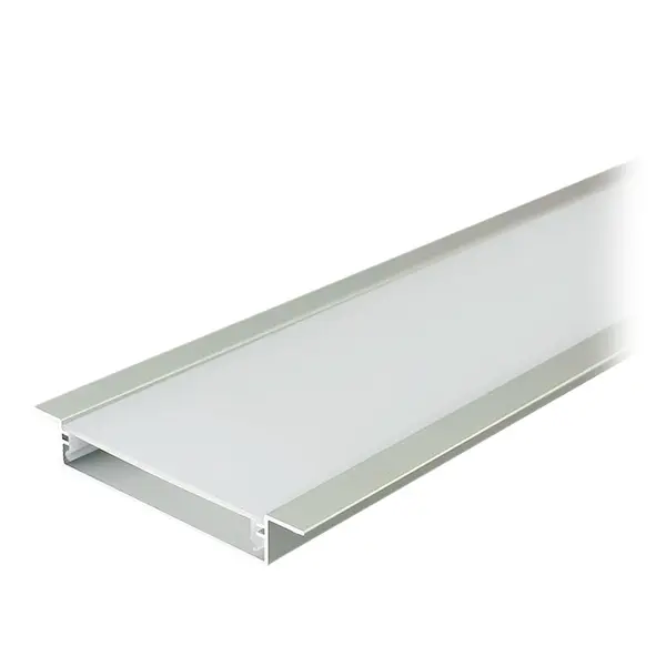Profil aluminiu pentru bandă LED, încastrat, 2000 x 50 x 10 mm, argintiu
