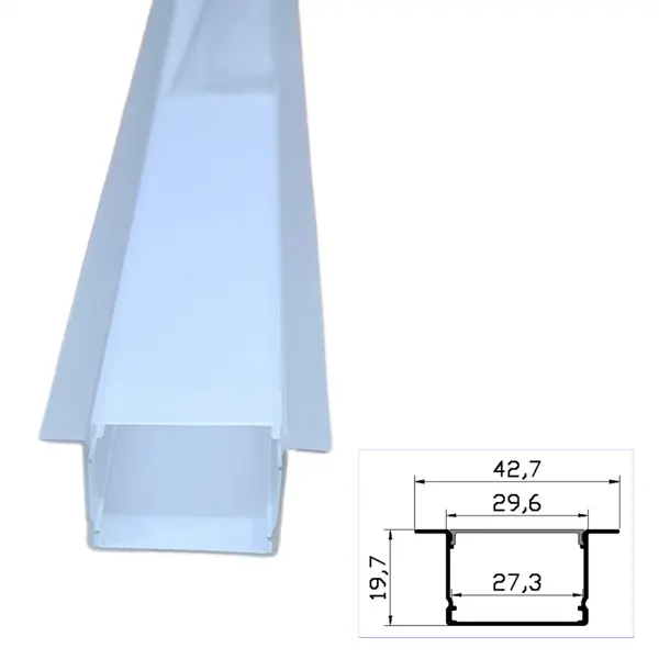 Profil banda LED, montaj incastrat, aluminiu, 2 m - Default Title