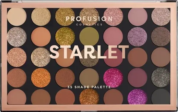 Profusion Cosmetics Paletă de farduri de pleoape Starlet, 35 culori