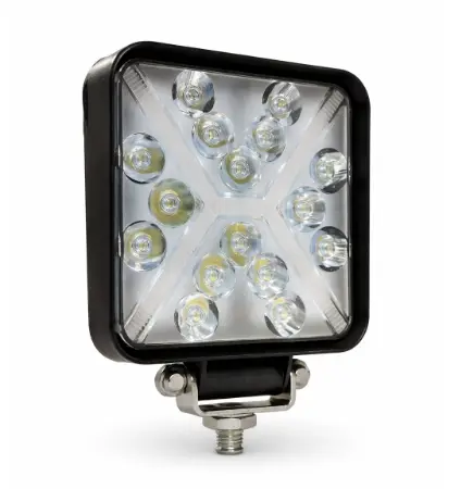 Proiector LED auto compact 48W alb + galben flash 16 LED 12/24V PATRAT