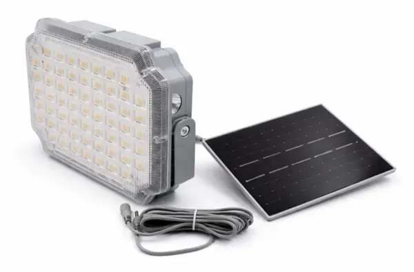 Proiector LED solar patrat cu panou fotovoltaic Extern GRI