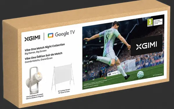 Proiector multimedia inteligent XGIMI - Vibe One Match Night Collection PROMO: Vibe One, 2K FHD, baterie 1,2h, 2x3W JBL, Google TV, ecran 70", gri