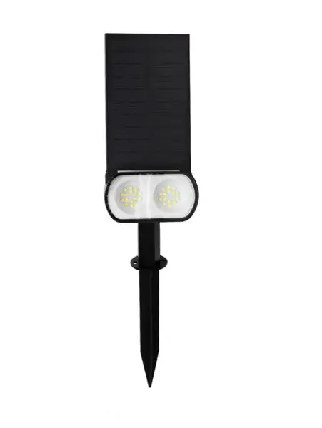 Proiector solar LED cu stick, 22 cm, 200 lm,plastic, negru