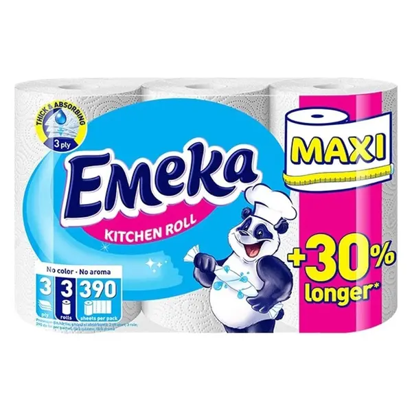Prosoape de Hartie Emeka White, 3 Straturi, 3 Role, 15 m