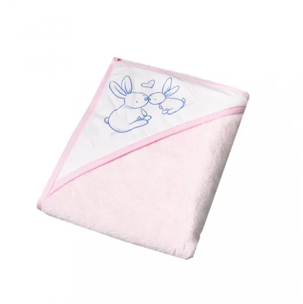 Prosop copii cu capison 80x80 cm Little Bunnies roz