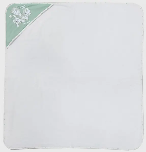 Prosop cu gluga Bambino Casa - Paris, 100 х 100 cm, Bianco Mint