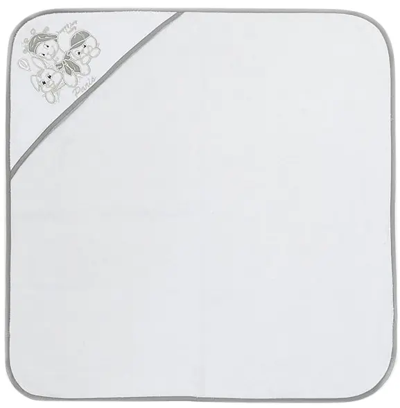 Prosop cu glugă Bambino Casa - Paris, Bianco Grigio, 75 х 75 cm