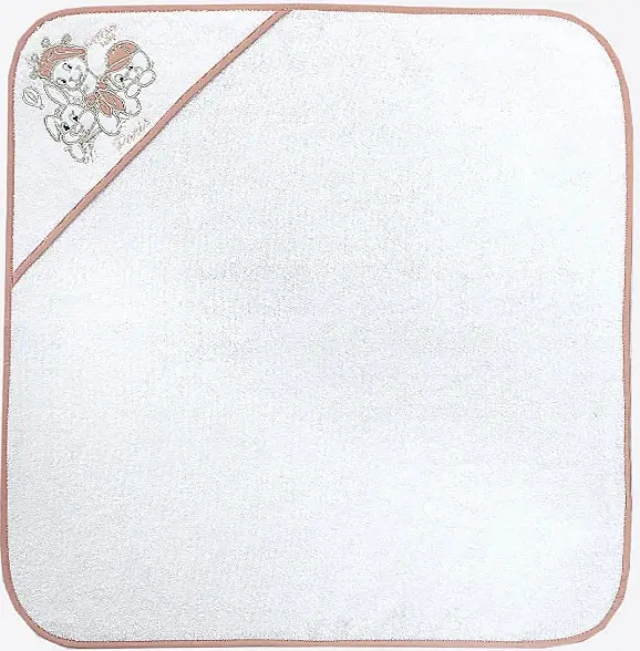 Prosop cu gluga bebe Bambino Casa - Paris, Bianco Rosa, 75 х 75 cm