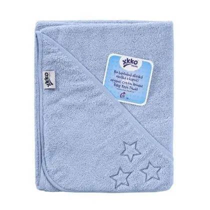 Prosop cu gluga bumbac organic Blue 90x90 cm XKKO