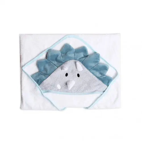 Prosop cu gluga din bumbac pentru bebelusi Dino 84x84cm