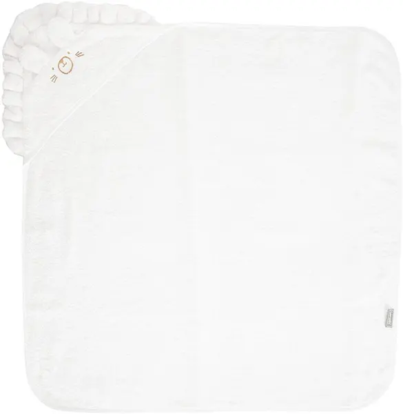 Prosop cu glugă Lorelli - Cu broderie, 90 x 90 cm, alb
