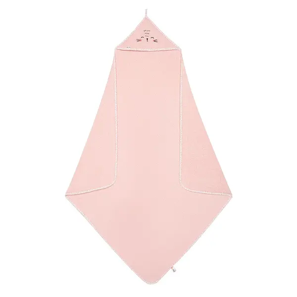 Prosop cu gluga pentru bebelusi Akuku Stars Roz,100x100 cm,realizat din bumbac moale de inalta calitate,absoarbe umezeala,cu agatatoare cuier,recomandat de la nastere