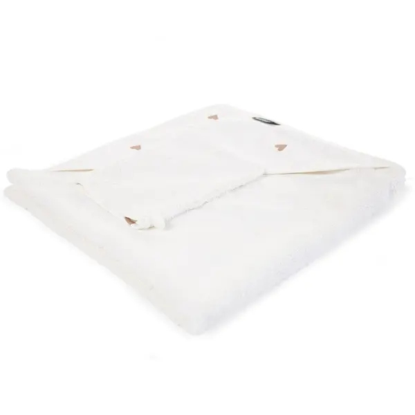 Prosop cu gluga si manusa de baie Jerse Frotir 80x80 cm inimioare Childhome