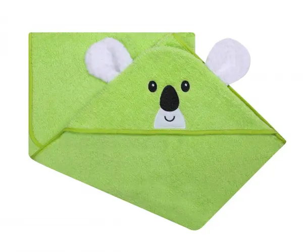 Prosop de baie cu gluga cu urechi din bumbac 80x80 cm Green Koala