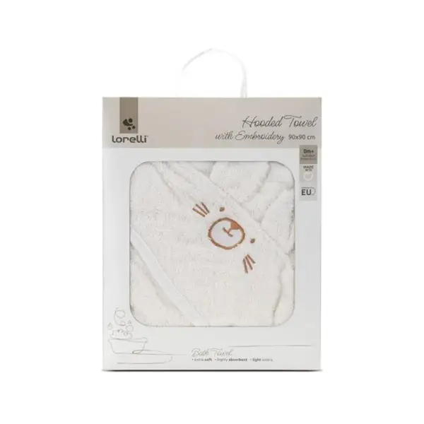 Prosop de baie cu gluga si broderie, Lorelli, 90 x 90 cm, bumbac, White