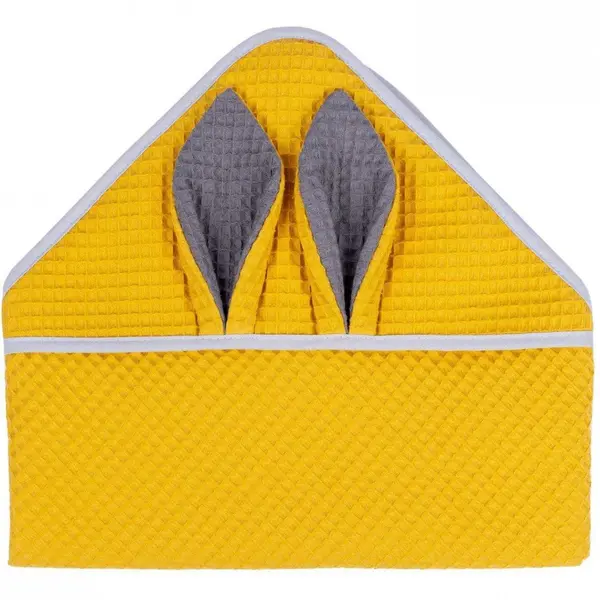 Prosop de baie Infantilo cu gluga Waffle Bunny 80x80 cm galben mustar