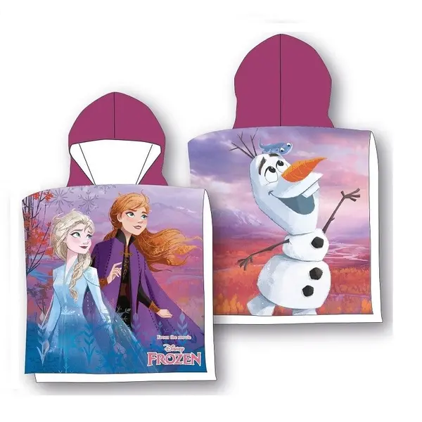 Prosop de baie pentru copii, tip poncho, 100% bumbac, multicolor, 55x110 cm, So fun, Frozen, Disney Engros