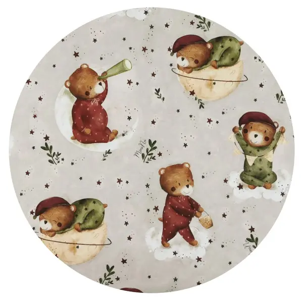 Prosop mare cu gluga MimiNu 100x100 cm din bumbac si thermo fleece Teddy Bear On Moon