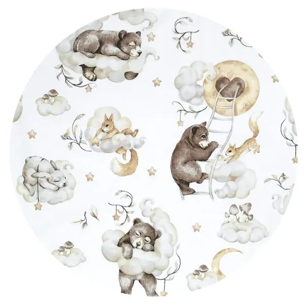Prosop mare cu gluga Qmini 100x100 cm din bumbac si thermo fleece Teddy Bear and Friends
