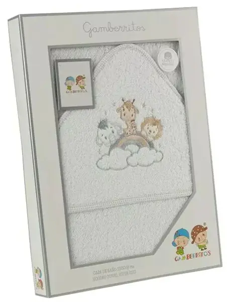 Prosop pentru bebeluși Gamberritos - Animale, 100 х 100 cm, margini gri